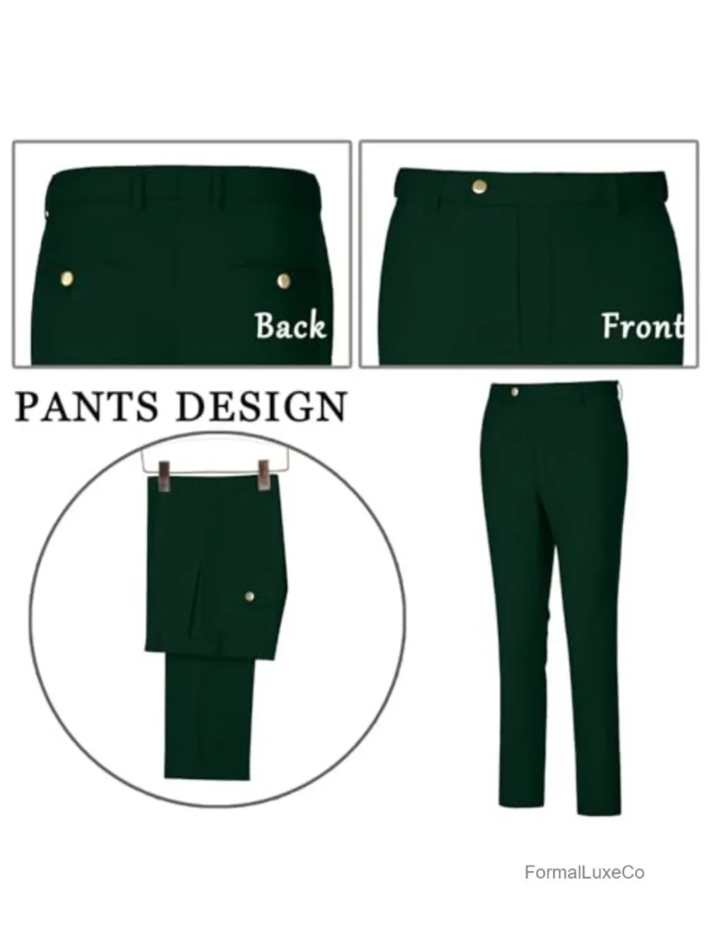 Men's Slim Fit 3-Piece Tuxedo Suit Set with Vest, Jacket & Pants